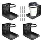 PERFETSELL 3 PCS Folding Cup Drink Holder Universal Automotive Car Cup Holders for Drinks, Car Drink Holder Stand Foldable Drinking Cup Holder with Screw for Boat Car Marine Truck Caravan (Black)