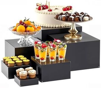 ihomecooker Metal Buffet Risers,6PCS Food Risers for Buffet Table 5in to 10in Display Stand for Catering Dessert Matte black Cube Boxes Nesting Risers with Hollow Bottoms