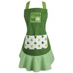 DII 100% Cotton, Machine Washable, Holiday Theme Ruffle Apron, Kitchen Basic, Cooking, Baking, Crafting and More, St. Patricks Day Gift - Kiss Me