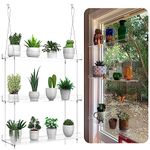 Hanging Clear Plant Shelves for Windows, 3-Tier Acrylic Window Wall Plant Stand Shelf for Kitchen Window Indoor Gardens, Flower, Succulents, Herb, Seedling Organization, and Plants Pots Display