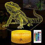 Bearded Dragon Night Light Lamp: Cool 3D Illusion Lamp with 16 LED Colors Changing & Remote Control for Boy and Girl, Perfect Bearded Dragon Tank Accessory and Gifts