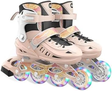 OLYSPM Inline Skates Kids,Roller Blades,Rollerblades for Kids,5 Sizes of Adjustable Inline Skates with Chinese Style Pattern and 8 Light up Wheels for Boy and Girls