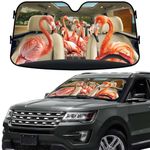 GENANY Flamingo Family Windshield Sun Shade for Car SUV Truck (55x30 inches), Cat Bow Tie Car Sun Shade Windshield, Car Shades for Front Windows, Sunshade for Car Windshield, Car Windshield Sun Shade