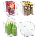 mDesign Modern Plastic Open Front Dip Storage Organizer Bin Basket for Kitchen Organization - Shelf, Cubby, Cabinet, Cupboard, and Pantry Organizing Decor - Ligne Collection - 4 Pack - Clear