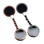 esowemsn 2pcs Rose Gold and Silver Alloy Mini Round Insert Personalized Photo Frame Memory Locket Keychain for Floating Charms Glass Magnetic Key Ring