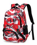 BLUEFAIRY Kids Backpacks for Boys Girls Camouflage Elementary School Bags Bookbags Lightweight Durable (Red Camo)