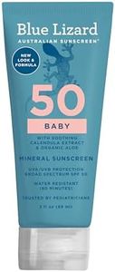 BLUE LIZARD Baby Mineral Sunscreen with Zinc Oxide, SPF 50+, Water Resistant, UVA/UVB Protection with Smart Cap Technology - Fragrance Free, 3 Ounce Tube