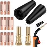 15Pcs MIG Welding Kit Flux Core Gasless Nozzle 0.8/0.9mm Brass Welding Tips Replacement MIG Welder Accessories Compatible with Century FC90|80GL Forney Easy Weld 261308|306 (A)