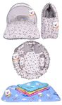 Babytoons Baby Bed New Born Baby Bedding Set | Mosquito Net | Sleeping Bags | Mattress | Nest Bed | Essentials | Carry Bag | Sheets | Baby Girls & Boys | Infants (0-6 Months) (4PCS Set)