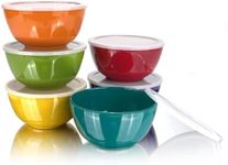 Set of 6 Melamine 28oz Salad Bowls Set,6 inch Round Soup Bowls,100% Melamine Dinnerware Sets for Dinner or Picnic Party,Break-Resistant and BPA Free,Multicolor (with Lids)