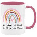 Funny Teacher Gifts,Teacher Gag Gifts for Women Coffee Cup Teacher Appreciation Gift Idea,Back to School Teacher Gifts Mugs,It Takes A Big Heart To Shape Little Minds Unique Chirstmas Birthday Gift Coffee Mug for Teacher 11Oz