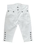 Mens Colonial Knee Breeches 18th Century Pants Fall Front Style, White, Large