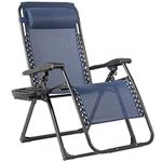 Goplus Zero Gravity Chairs, X-Large Outdoor Lounge Lawn Chair with Cup Holder & Detachable Headrest, Adjustable Folding Patio Recliner for Pool Porch Deck Oversize (Navy)