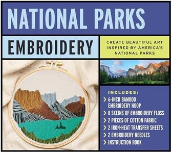 National Parks Embroidery kit: Create Beautiful Art Inspired by America's National Parks – Includes: 6-inch Bamboo Embroider Hoop, 8 Skeins of ... 2 Embroidery Needles, Instruction Book