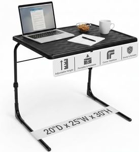 Table-Mate XL Plus Adjustable TV Table - Folding Couch Trays for Eating Snack Food, Stowaway Laptop Stand, Portable Bed Dinner Tray with 4 Set Angles, Black