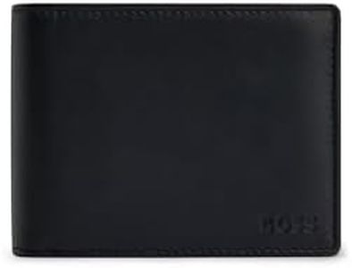 BOSS Mens Arezzo Embossed-Logo Wallet in Grained Leather, Black, One Size