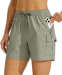 Willit Women's Shorts Hiking Cargo Shorts Quick Dry Golf Active Athletic Shorts 5" Lightweight Summer Shorts with Pockets Sage Green XL