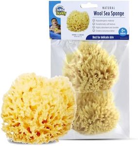 Baby Buddy Natural Wool Sea Sponge, Newborn Bath Time Essential, Ultra Soft for Delicate Skin, Hypoallergenic and Biodegradable, 2 Pack