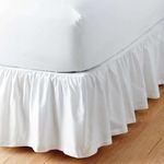 Sleepwell White Solid, Queen Size Ruffled Bed Skirt 21 Inch Drop With Split Corner,100 Percent Pure Egyptian Cotton 400 Thread Count, Wrinkle & Fade Resistant.