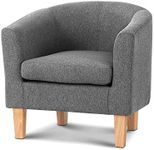 Artiss Armchair Grey Recliner Lounge Dining Chairs Sofa Nursing Occasional Reading Seating Armchairs Home Living Room Bedroom Furniture Upholstered with Linen Fabric + Wood Legs