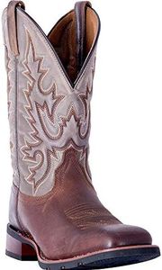 Laredo Mens Sand/Chocolate Cowboy Boots Leather Broad Square Toe 11.5 EW