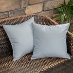 MIULEE Pack of 2 Decorative Outdoor Waterproof Pillow Covers Square Garden Cushion Sham Throw Pillowcase Shell for Patio Tent Couch 18x18 Inch Light Grey