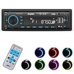 Avylet Bluetooth 5.0 Car Radio, Car Stereo Handsfree Calling Stereo & Clock, FM/AM Radio USB/AUX in/MP3/SD MP3 Player, 7 LED Colors