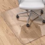 BesWin Office Chair Mat for Hardwood Floor, 59"×47" Large Desk Chair Mat for Rolling Chairs, 2mm Heavy Duty Floor Protector Mat for Home Office, Easy Glide, Flat Without Curling