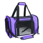 NextFri Soft Sided Carrier for Small Medium Cats Dogs,Removable Pad Collapsible Travel Pet Carrier (Purple, Large)