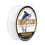 Hercules Super Strong 100M 109 Yards Braided Fishing Line 6 LB Test for Saltwater Freshwater PE Braid Fish Lines 4 Strands - White, 6LB (2.7KG), 0.08MM