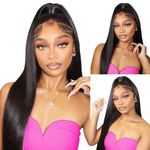 360 Lace Front Wig Human Hair,Full Lace Frontal Wigs,Straight Human Hair Wig for Women,180 Density Glueless Lace Wig Human Hair Pre Plucked Natural Hairline with Baby Hair Brazilian Natural Color 18"