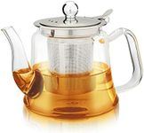 Teabloom Siena Teapot – Heatproof Borosilicate Glass with Removable Loose Tea Infuser – Stovetop Safe – Tea for One – 20 oz. / 600 ml (1-2 Cups)