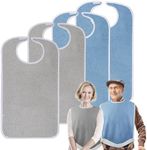 Pozico Adult Bibs for Eating - 4-Pack Adult Bibs Washable, Waterproof Clothing Protectors for Women, Men & Elderly with Debris Trap