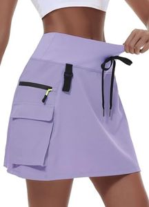 MIVEI Women's Hiking Cargo Skort Skirt High Waisted Golf Dressy Casual with Zipper Pockets Workout Sport Quick Dry Skirts Lilac