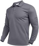 Deyeek Long Sleeve Polo Shirts for Men UPF 50+ Sun Protection Golf Polo Shirts Quick Dry Casual Polos Collared Shirts Grey