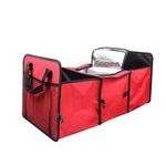 HomDSim Car Trunk Organizer Foldable Multi Compartment Auto Trunk Organizer Car Trunk Storage Bag Oxford Cloth Folding Truck Storage Box with Cooler Bag (Red)