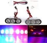 Semaphore Universal 2X 3 Led RED Blue Strobe Flash Police Light Emergency Warning Light for Hunda Cd