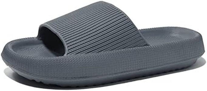 NewDenBer Cloud Slides Slippers for Women and Men Soft Cushioned Thick Sole Shower Bathroom Indoor Outdoor House Slide Sandals, Dark Grey, 13-13.5 Women/10-10.5 Men