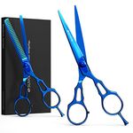 Suvorna 5.5" Hairdressing Scissors Professional with Thinning Shears for Hair Cutting, Sharp Hairdressers Scissors Set, Professional Hair Scissors, Hair Cutting Scissors, Barber Scissors (2 Pcs).