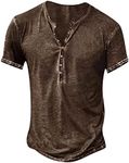 Birthday Gifts for Men Men's Distressed Henley Shirts Vintage Short Sleeve Button Down T-Shirt Casual Washed Basic T-Shirt Birthday Gifts for Men Unique