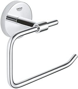 GROHE Start Cosmopolitan QuickFix Toilet Roll Holder without Cover (Metal, Concealed Fastening, Including Screws and Dowels, Extra Easy to Fit with GROHE QuickGlue), Size 153 x 109mm, Chrome, 41165000