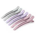 AIMIKE 6pcs Hair Clips for Styling Sectioning, No Crease Duck Billed Hair Clips with Silicone Band, Hair Styling Clips, Hair Roller Clips, Salon Hair Sectioning Clips, Hair Cutting Clips, Morandi