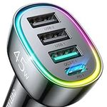 USB C Car Charger, 45W 4 Ports Supe