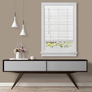 Cordless Room Darkening Plantation Blind - 34 Inch Width, 64 Inch Length, 2" Vinyl Slat Size - White - GII Madera Falsa Faux Wood, Light Filtering Horizontal Windows Blinds by Achim Home Decor