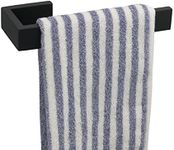 TocTen Hand Towel Holder/Towel Ring - Thicken SUS304 Stainless Steel Bathroom Hand Towel Hanger, 9 Inch Heavy Duty Wall Mounted Towel Rack, Square Hand Towel Bar for Bathroom Hardware (Black, 9 in)