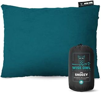 Wise Owl Outfitters Camping Pillow Compressible Foam Pillows - Use When Sleeping in Car, Plane Travel, Hammock Bed & Camp - Adults & Kids - Compact Small & Large Size - Portable Bag - SM Green