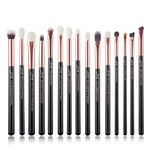 Jessup Professional Eye Makeup Brushes Set, 15Pcs Eyeshadow Blending Concealer Eyebrow Eyeliner Shader Brush with Labeled, Black/Rose Gold T157