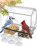 E-SMARTER Window Bird Feeder, Sturdy and Durable Bird Window Feeder with 6 Strong Suction Cups, Wet and Dry Separation Removable Magnetic Tray, Clear Bird Feeder for Window for Wild Bird, Small Bird