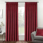 Enhanced Living Velvet Red Thermal 100% Blackout Curtains with Tape Top - 46 x 54 Inch (117 x 137cm) - Supersoft Energy Saving & Noise Reducing Curtains for Living Room & Bedroom.