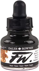 Daler-Rowney FW Acrylic Ink Bottle Sepia - Versatile Acrylic Drawing Ink for Artists and Students - Permanent Calligraphy Ink - Archival Ink for Illustrating and More